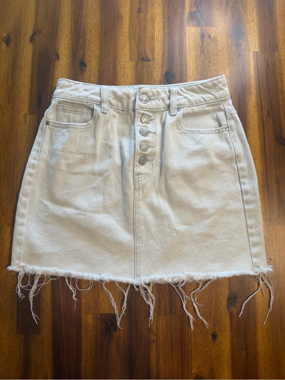 PacSun Light Blue Denim Button-Front Mini Skirt